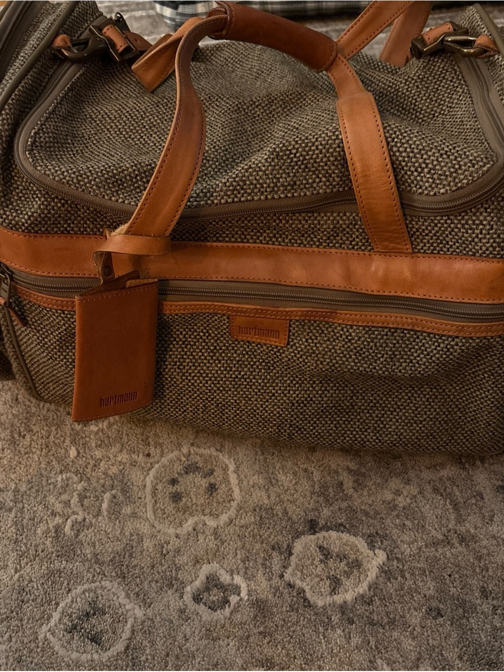 Vintage Hartmann Tweed Duffel Bag Weekender Carry-On Luggage - Premium Travel